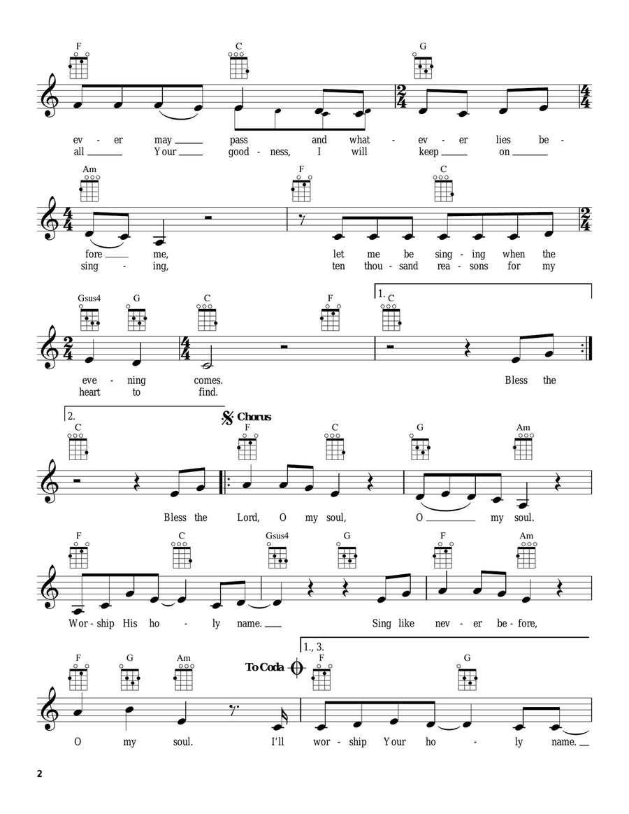 10,000 Reasons (Bless The Lord) Ukulele scores gallery preview page 2