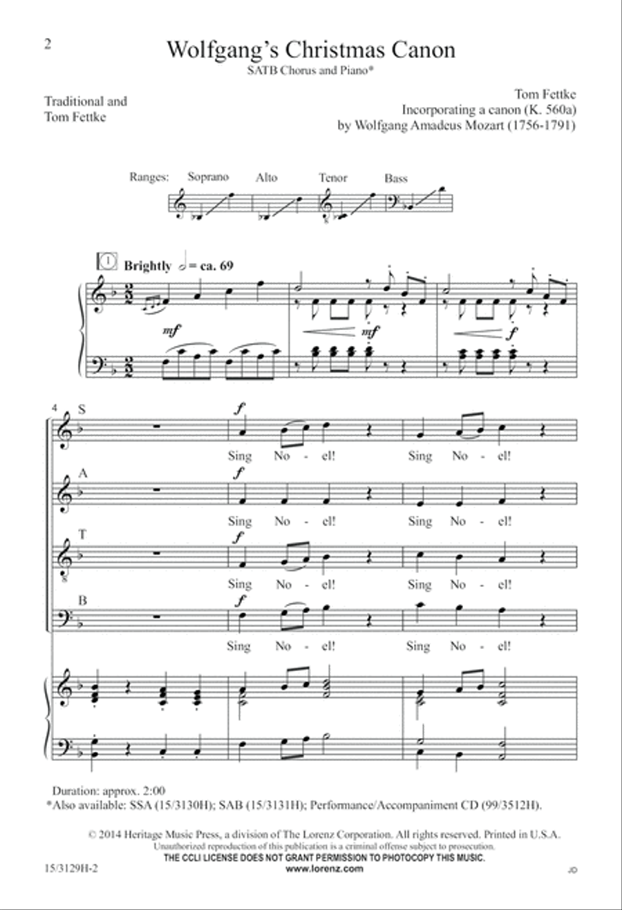 Wolfgang's Christmas Canon 4-Part scores gallery preview page 3