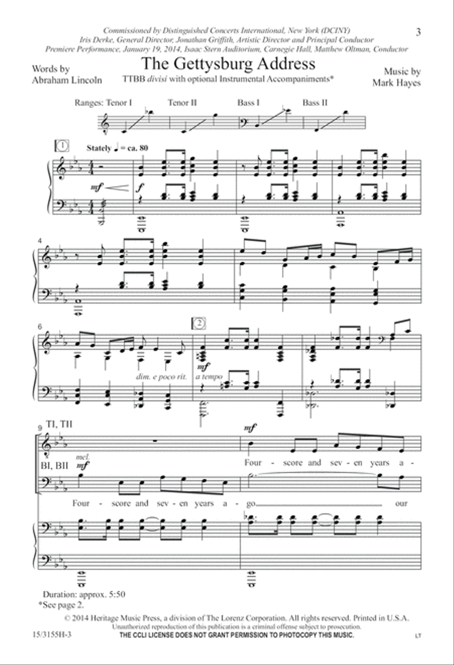 The Gettysburg Address The Gettysburg Address TTBB scores gallery preview page 4