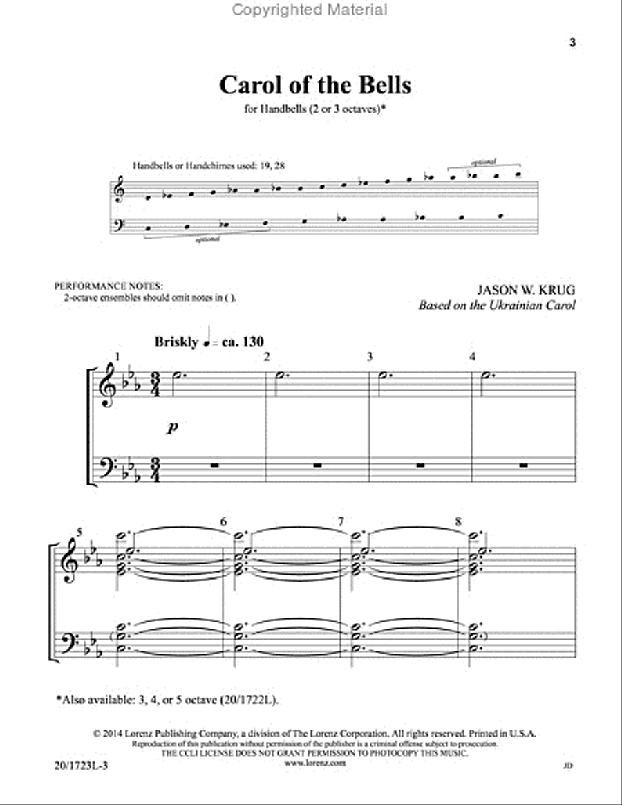 Carol of the Bells Carol of the Bells 3-Octaves scores gallery preview page 2