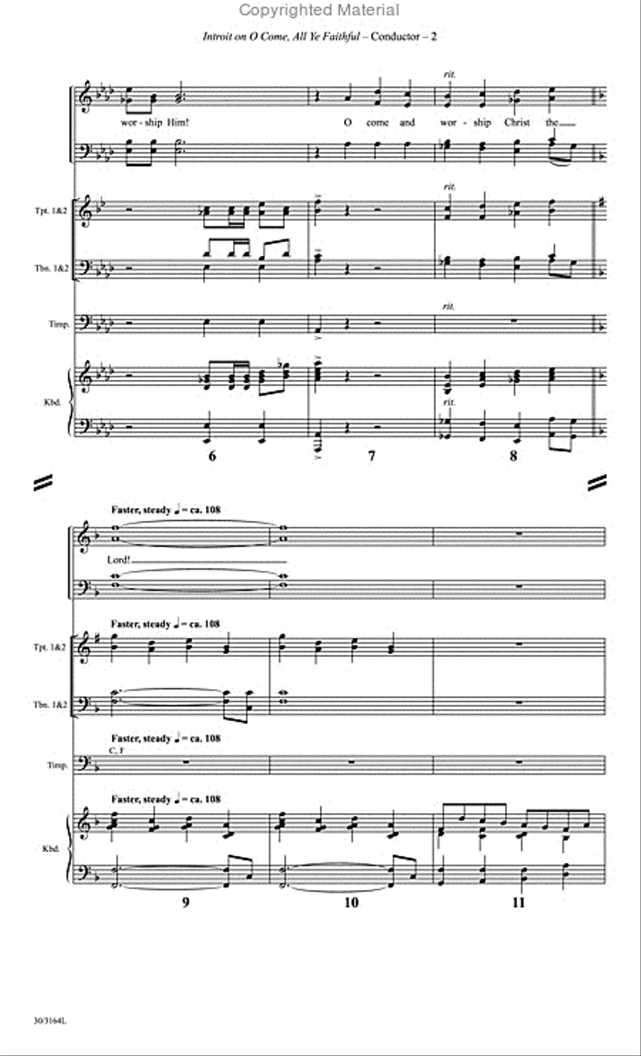 Introit on O Come, All Ye Faithful - Brass and Timpani Score and Parts Choir scores gallery preview page 3