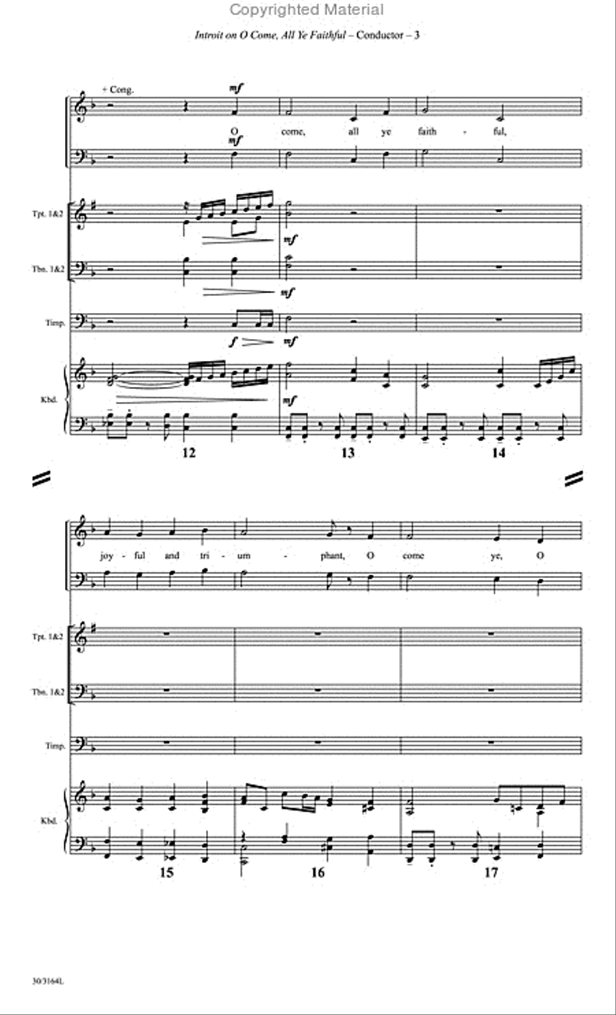 Introit on O Come, All Ye Faithful - Brass and Timpani Score and Parts Choir scores gallery preview page 4