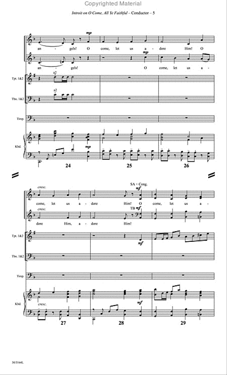 Introit on O Come, All Ye Faithful - Brass and Timpani Score and Parts Choir scores gallery preview page 6
