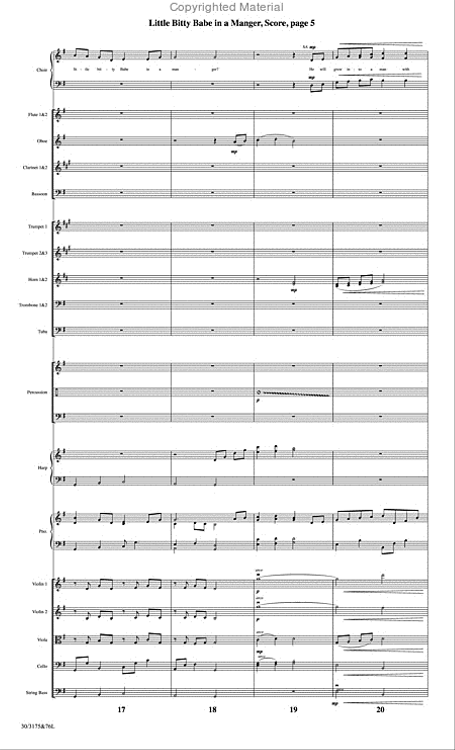 Little Bitty Babe in a Manger - Orchestral Score and CD with Printable Parts Choir scores gallery preview page 6