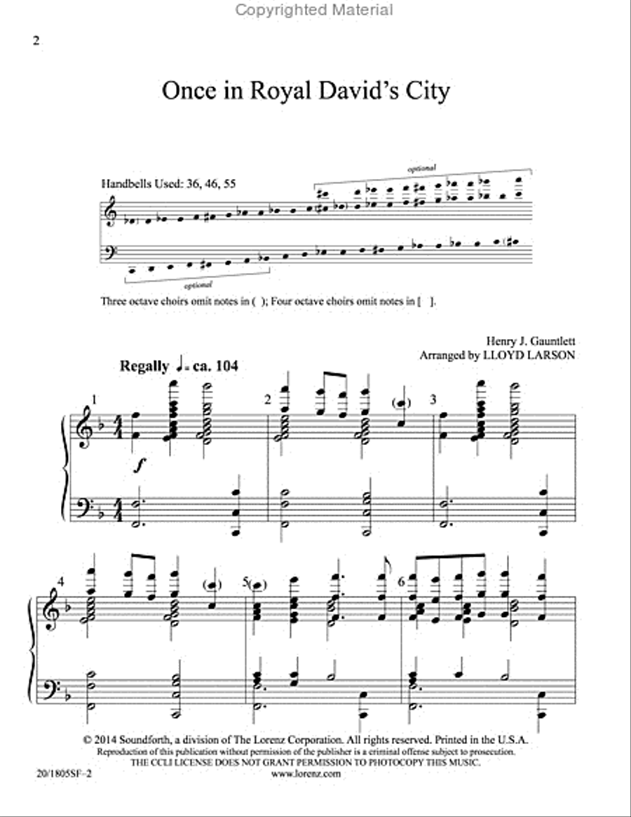 Once in Royal David's City 5-Octaves scores gallery preview page 2