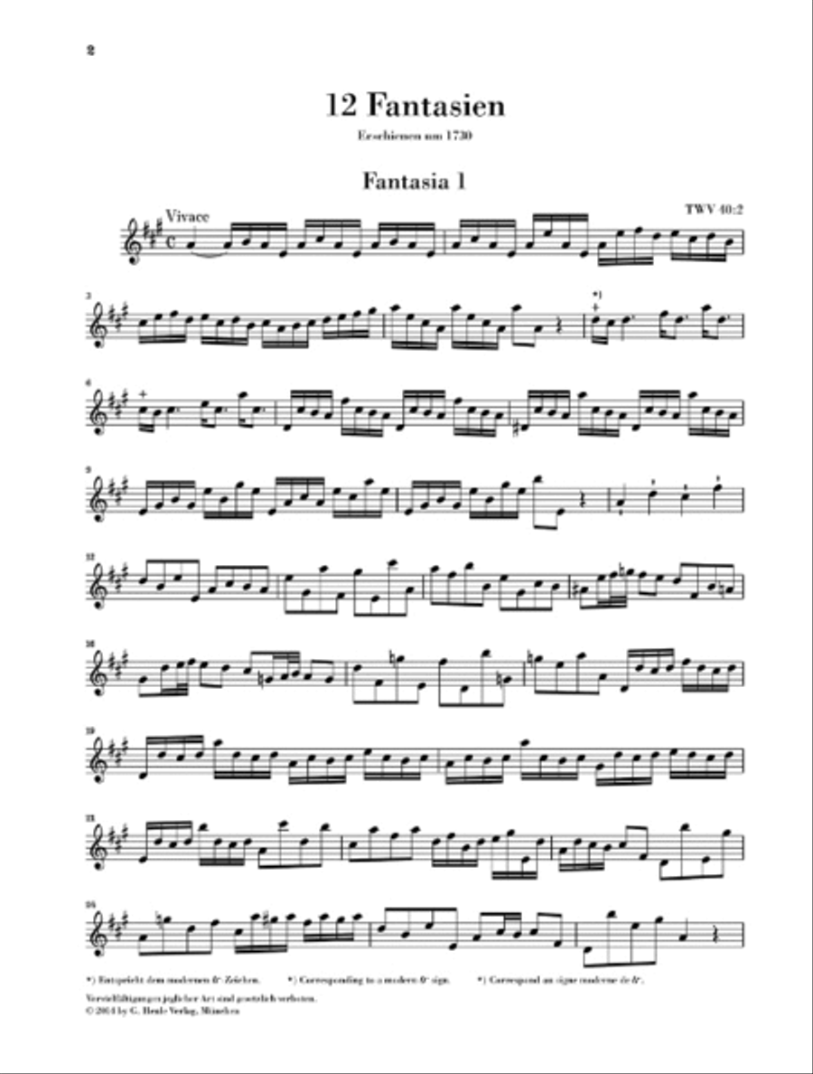 12 Fantasias for Flute Solo TWV 40:2-13 Flute Solo scores gallery preview page 3