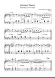 Five short melodic piano solo pieces with finger positions and mp3