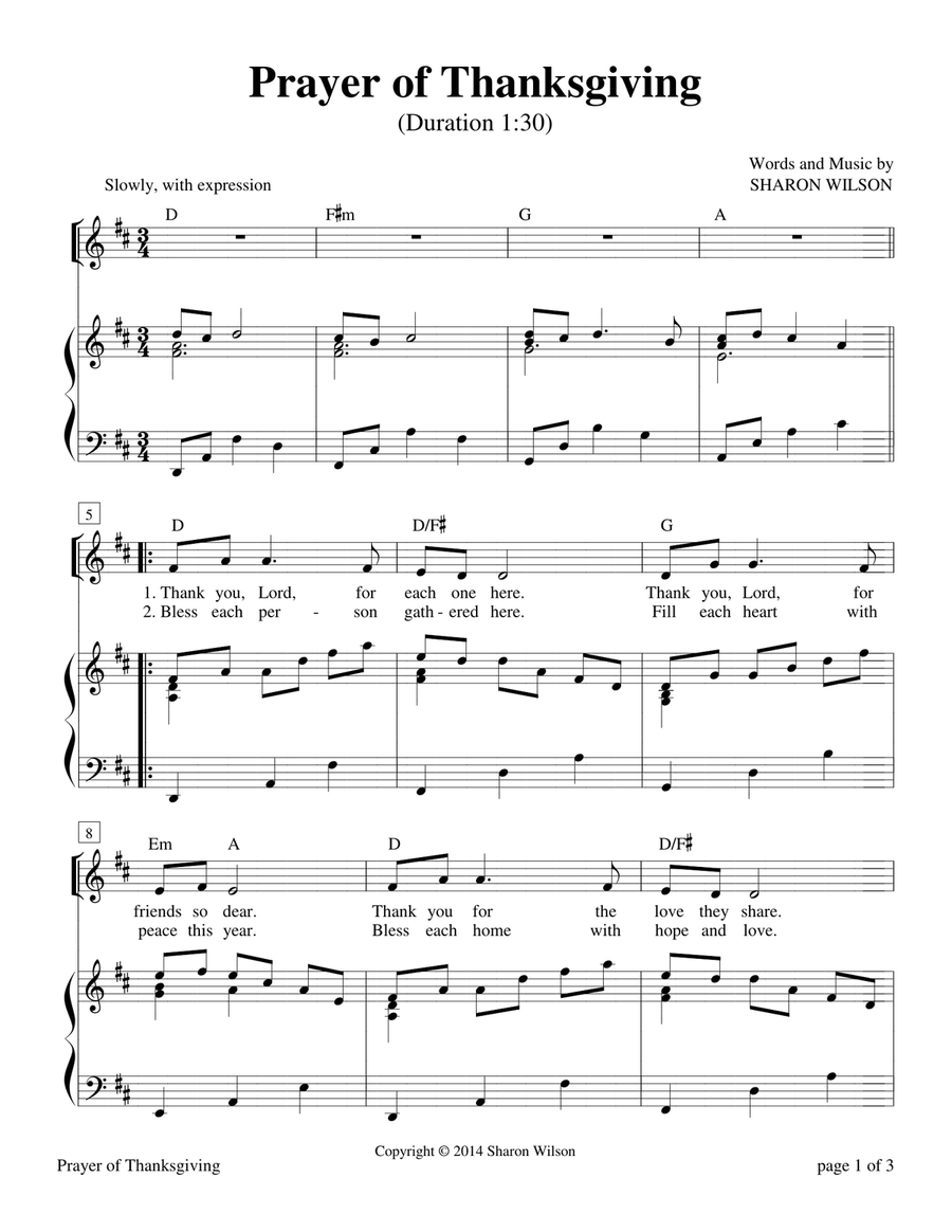 Prayer of Thanksgiving Piano, Vocal, Guitar scores gallery preview page 4