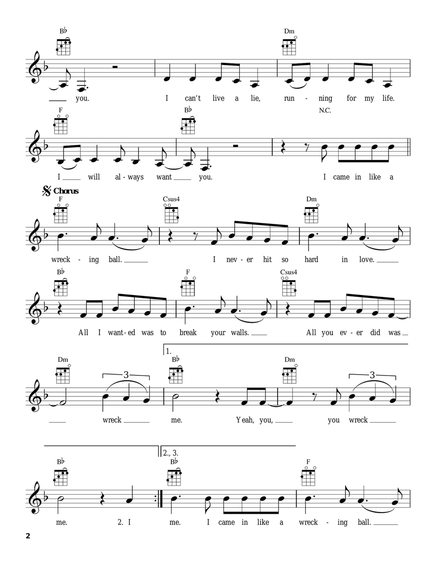 Wrecking Ball Wrecking Ball Ukulele scores gallery preview page 2