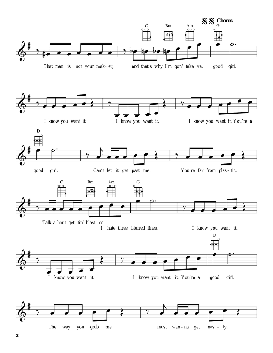 Blurred Lines Blurred Lines Ukulele scores gallery preview page 2