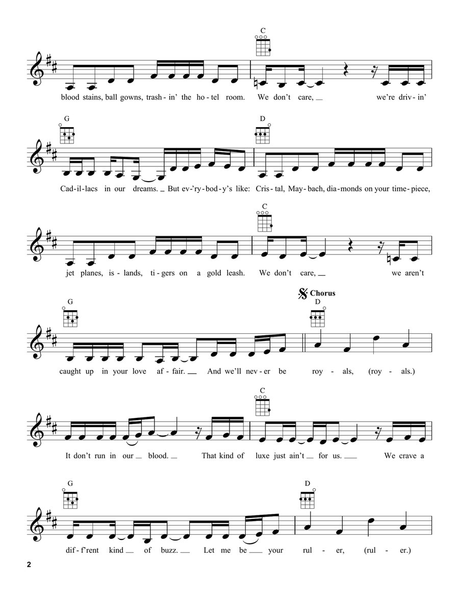 Royals Royals Ukulele scores gallery preview page 2