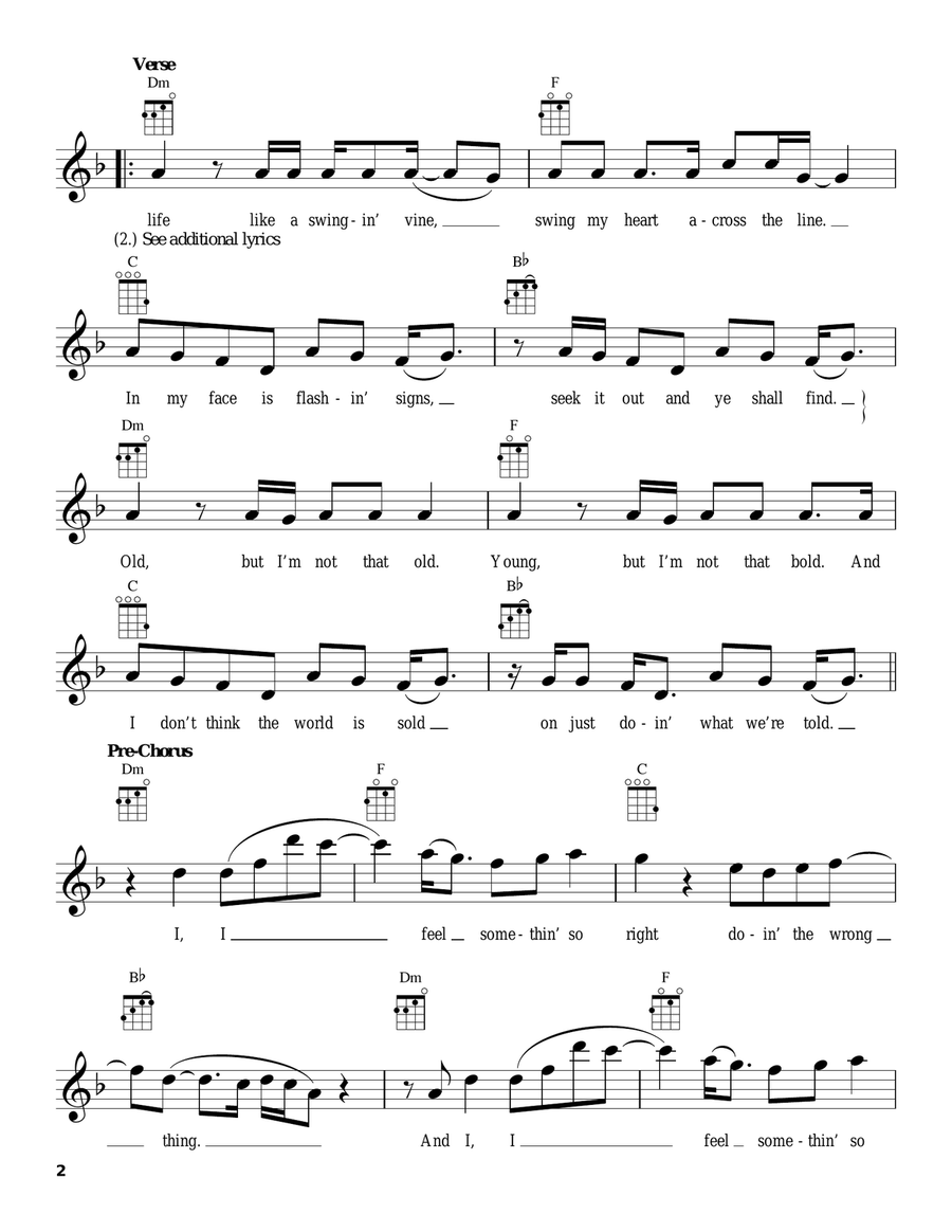 Counting Stars Counting Stars Ukulele scores gallery preview page 2