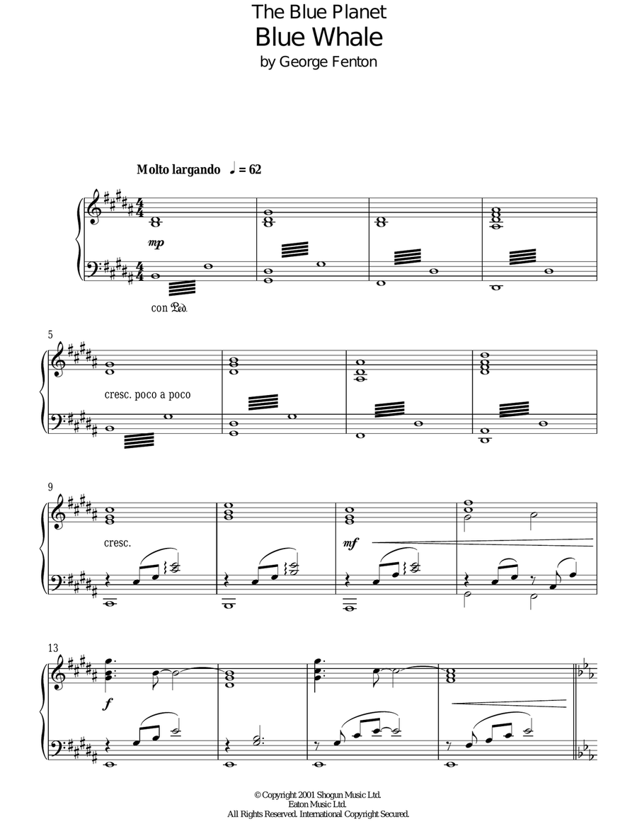 The Blue Planet, Blue Whale Piano Solo scores gallery preview page 1