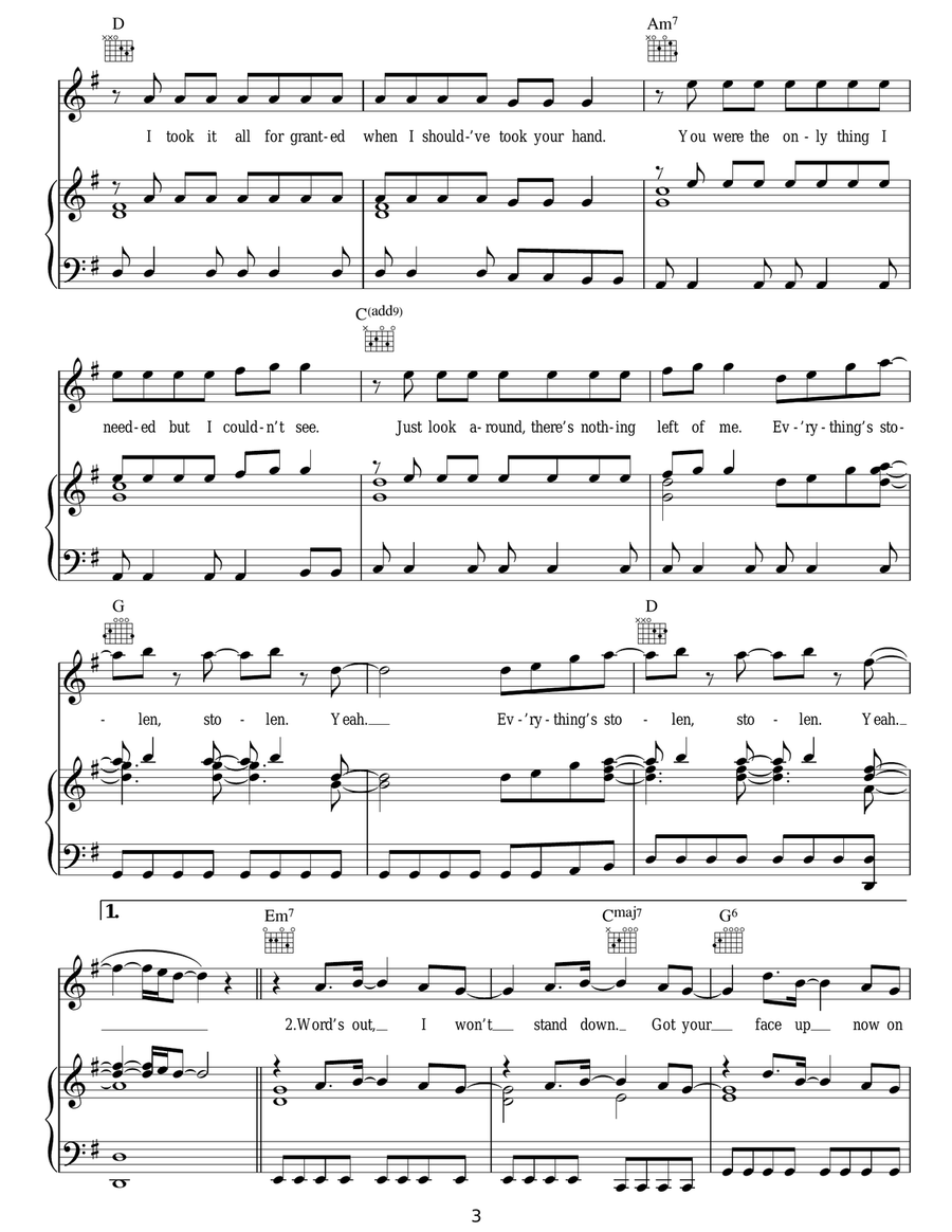 Stolen Stolen Acoustic Guitar scores gallery preview page 3