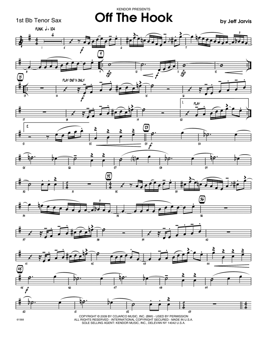 Off The Hook - 1st Bb Tenor Saxophone Tenor Saxophone scores gallery preview page 1