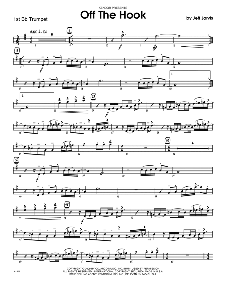 Off The Hook - 1st Bb Trumpet Jazz Ensemble scores gallery preview page 1