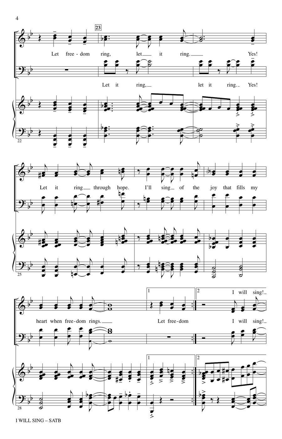 I Will Sing I Will Sing 4-Part scores gallery preview page 3