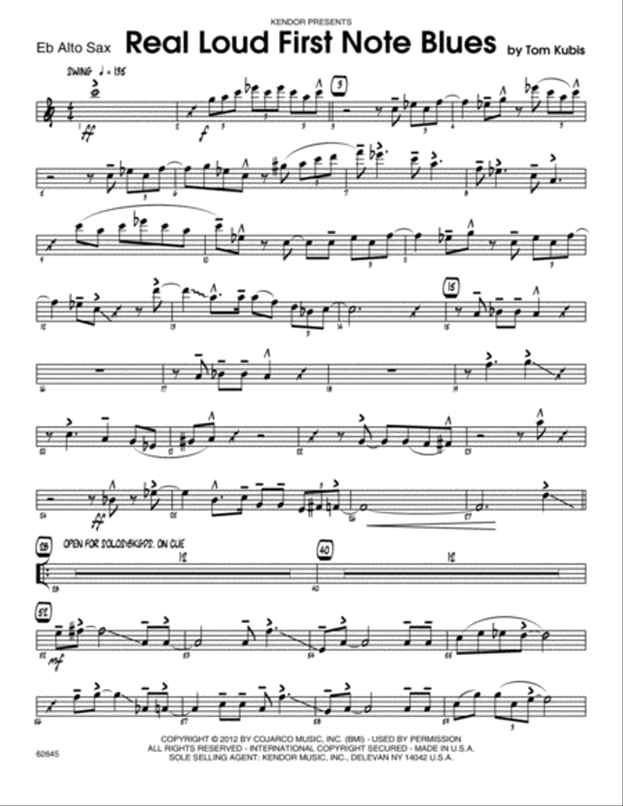 Real Loud First Note Blues - Eb Alto Sax Jazz Ensemble scores gallery preview page 1