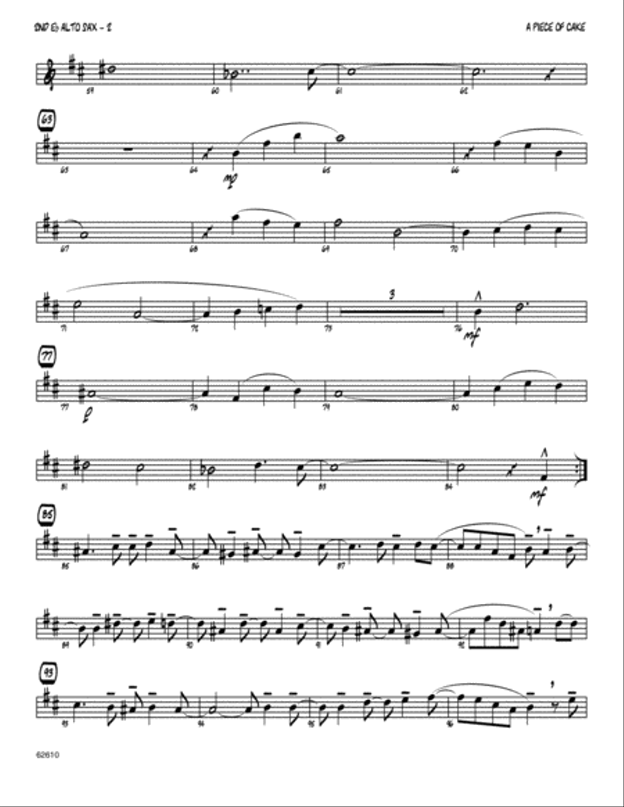A Piece Of Cake - 2nd Eb Alto Saxophone Alto Saxophone scores gallery preview page 2
