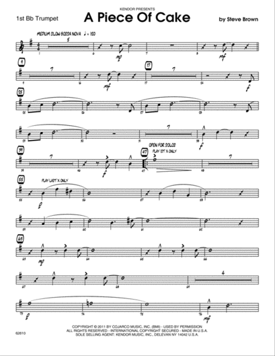 A Piece Of Cake - 1st Bb Trumpet Jazz Ensemble scores gallery preview page 1
