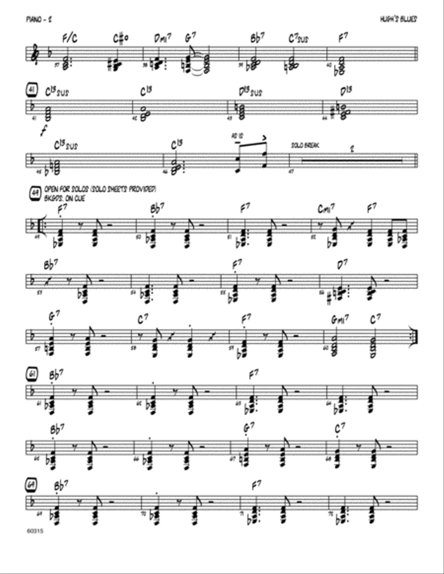 Hugh's Blues - Piano Hugh's Blues - Piano Jazz Ensemble scores gallery preview page 2