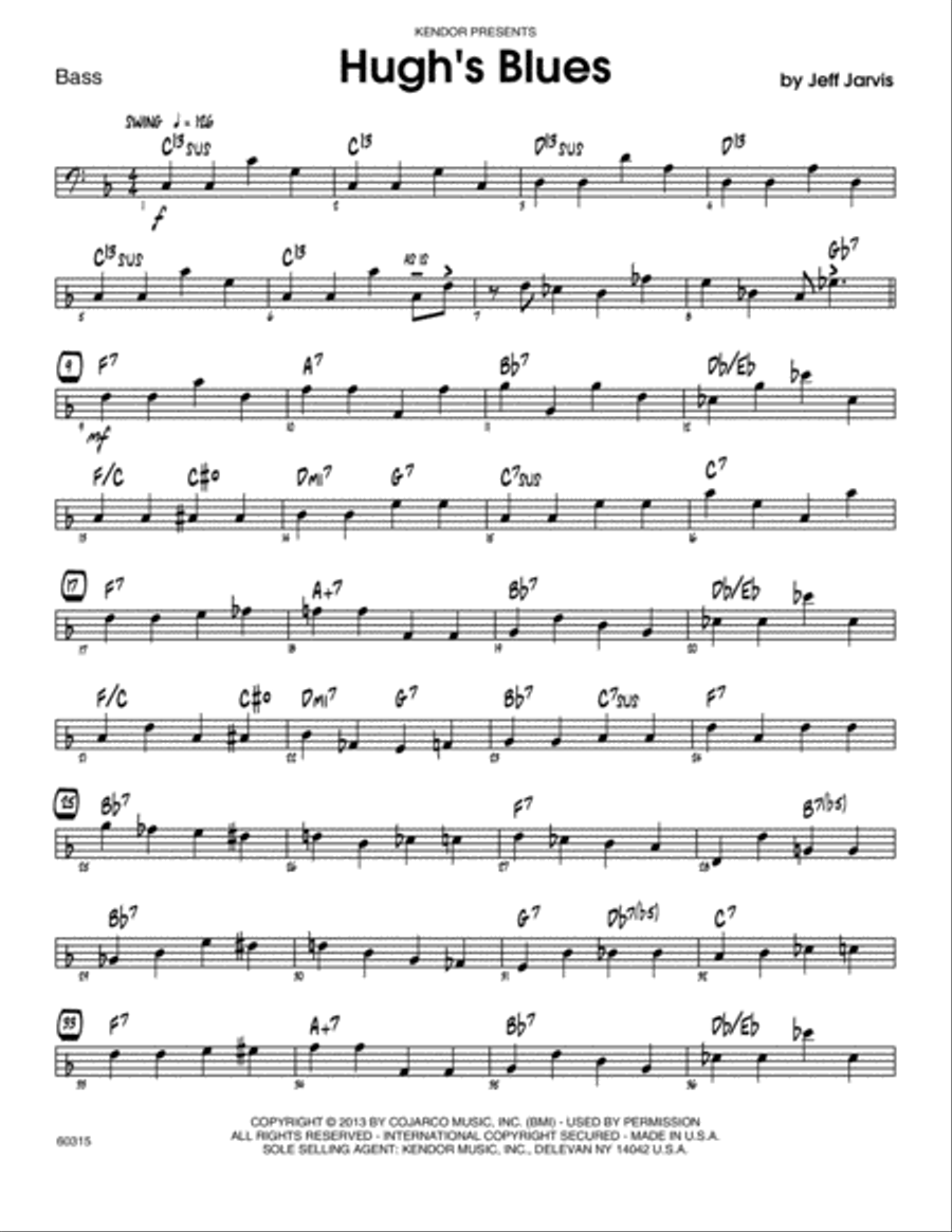 Hugh's Blues - Bass Hugh's Blues - Bass Jazz Ensemble scores gallery preview page 1