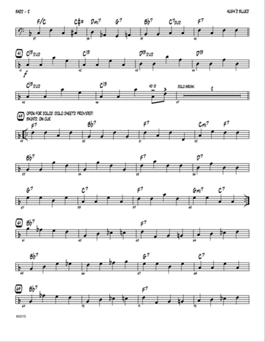 Hugh's Blues - Bass Hugh's Blues - Bass Jazz Ensemble scores gallery preview page 2