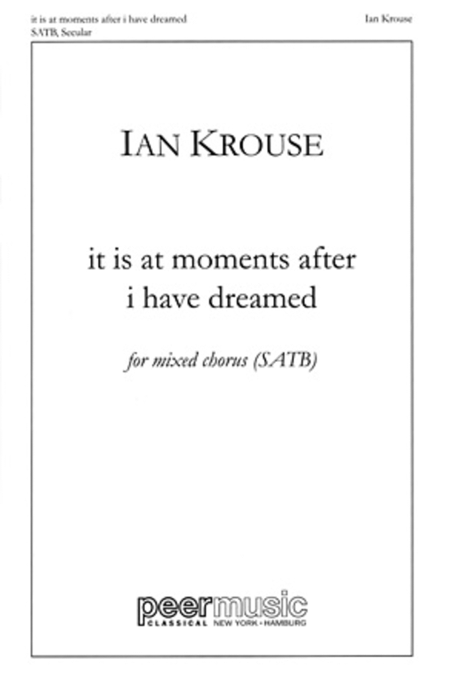 it is at moments after i have dreamed 4-Part scores gallery preview page 1