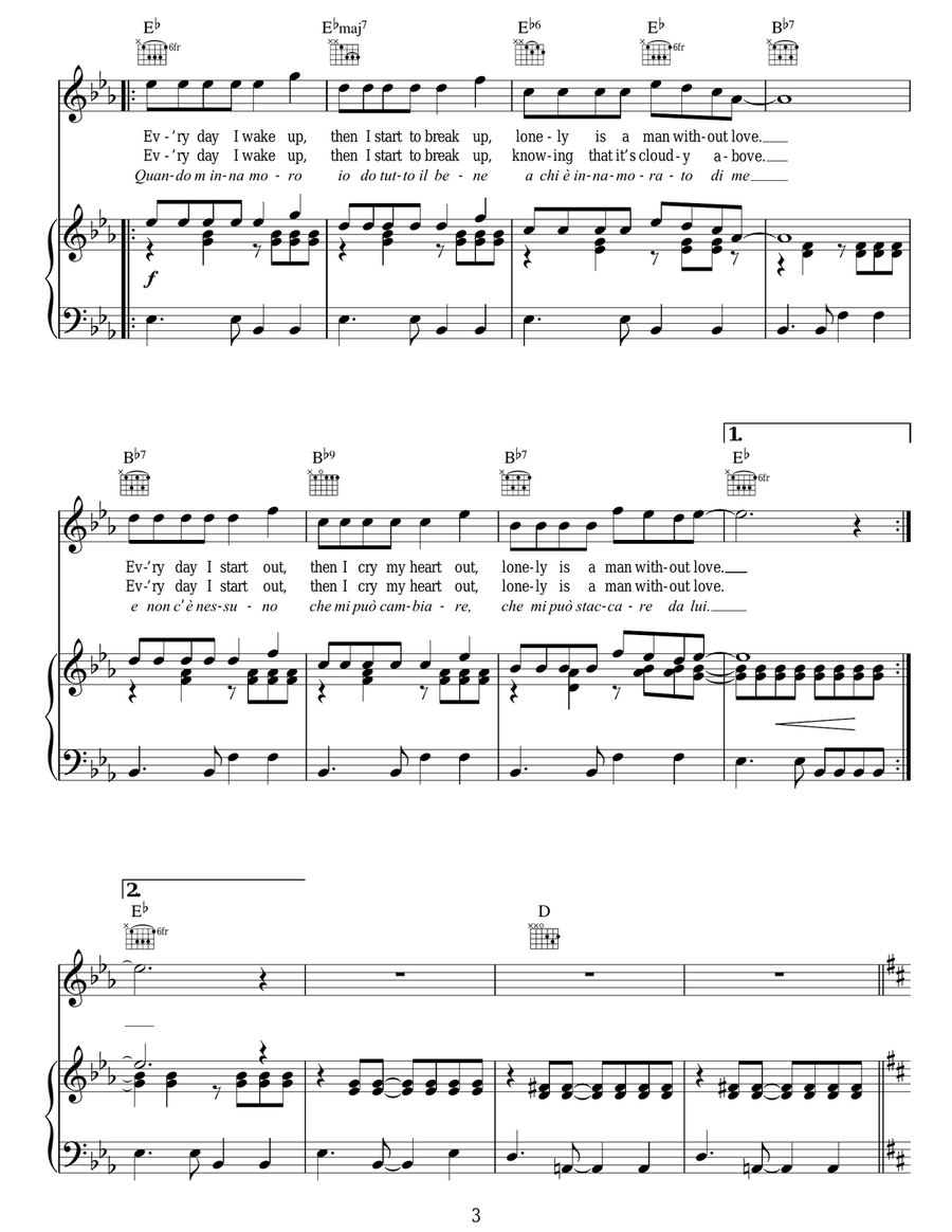 A Man Without Love (Quando M'innamoro) Guitar scores gallery preview page 3
