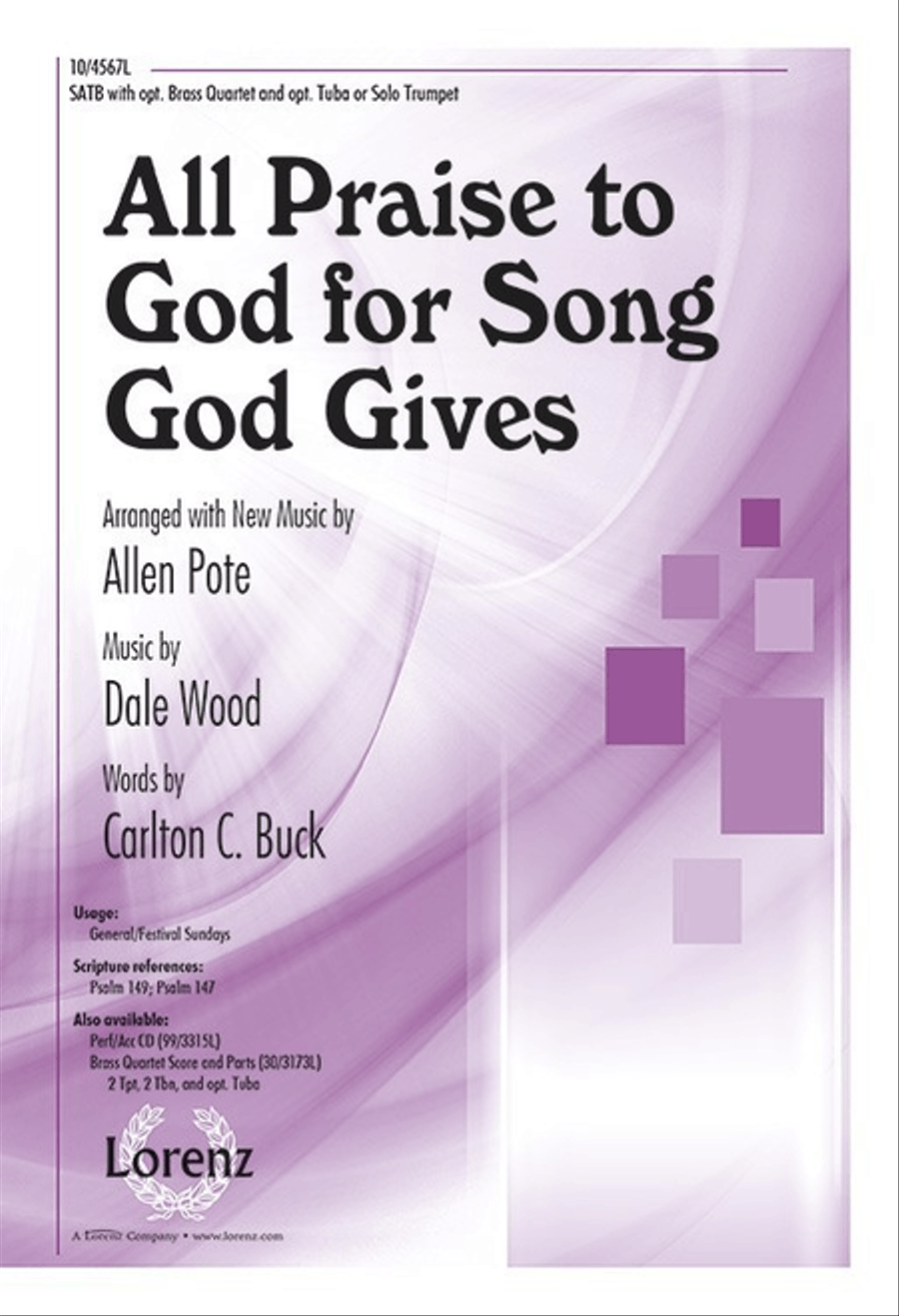 All Praise to God for Song God Gives 4-Part scores gallery preview page 1