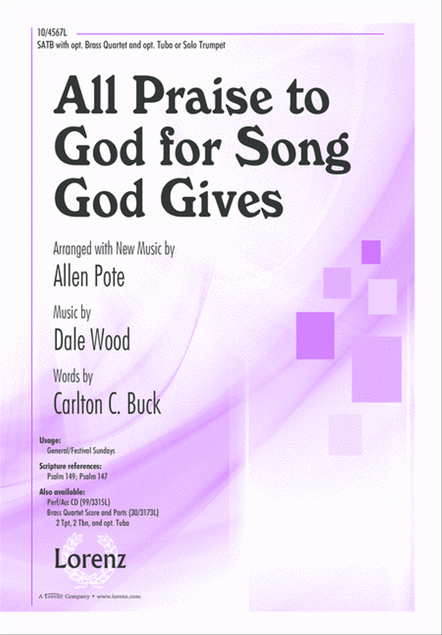All Praise to God for Song God Gives 4-Part scores gallery preview page 2