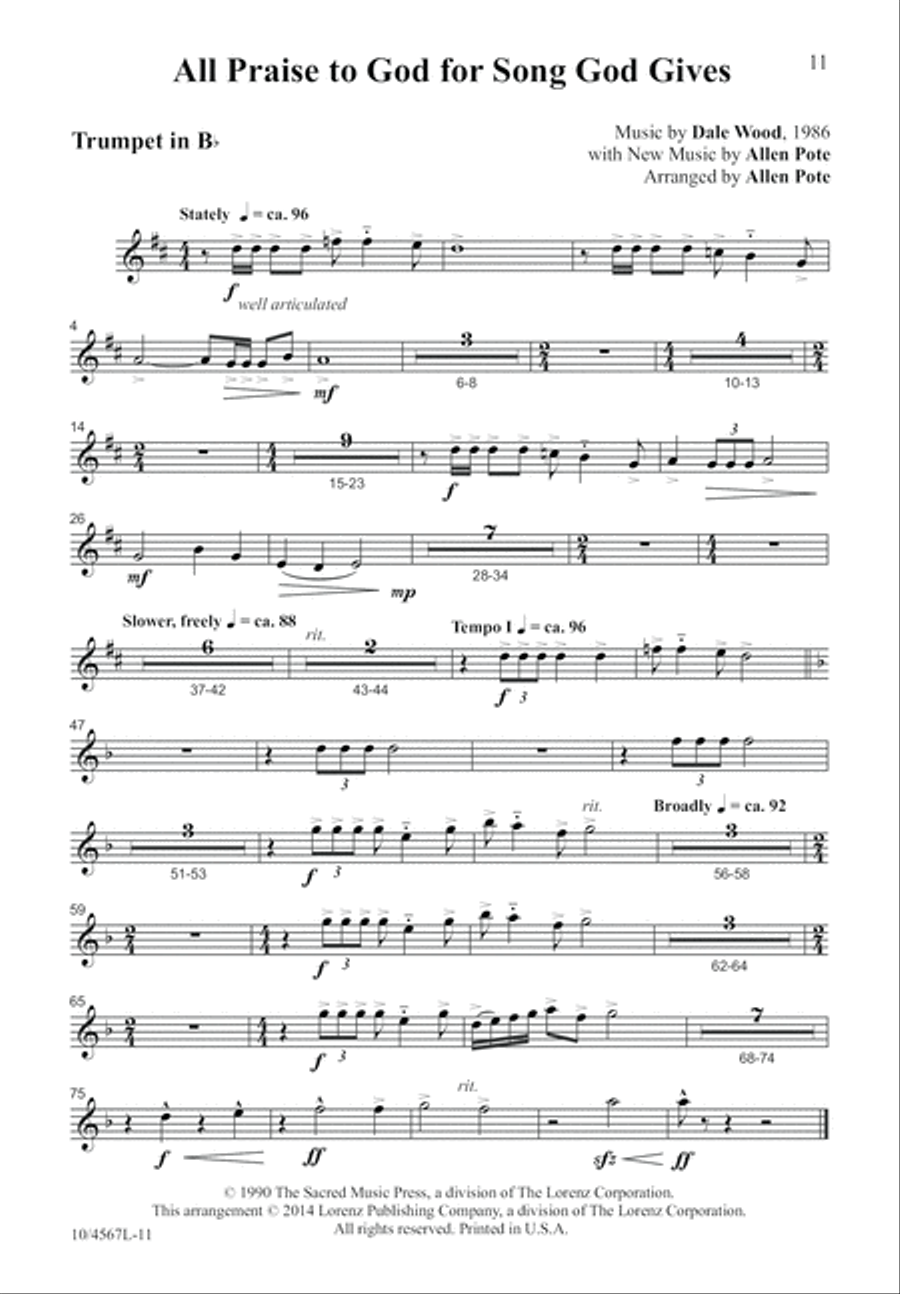 All Praise to God for Song God Gives 4-Part scores gallery preview page 12