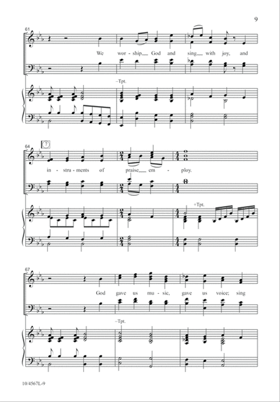 All Praise to God for Song God Gives 4-Part scores gallery preview page 10
