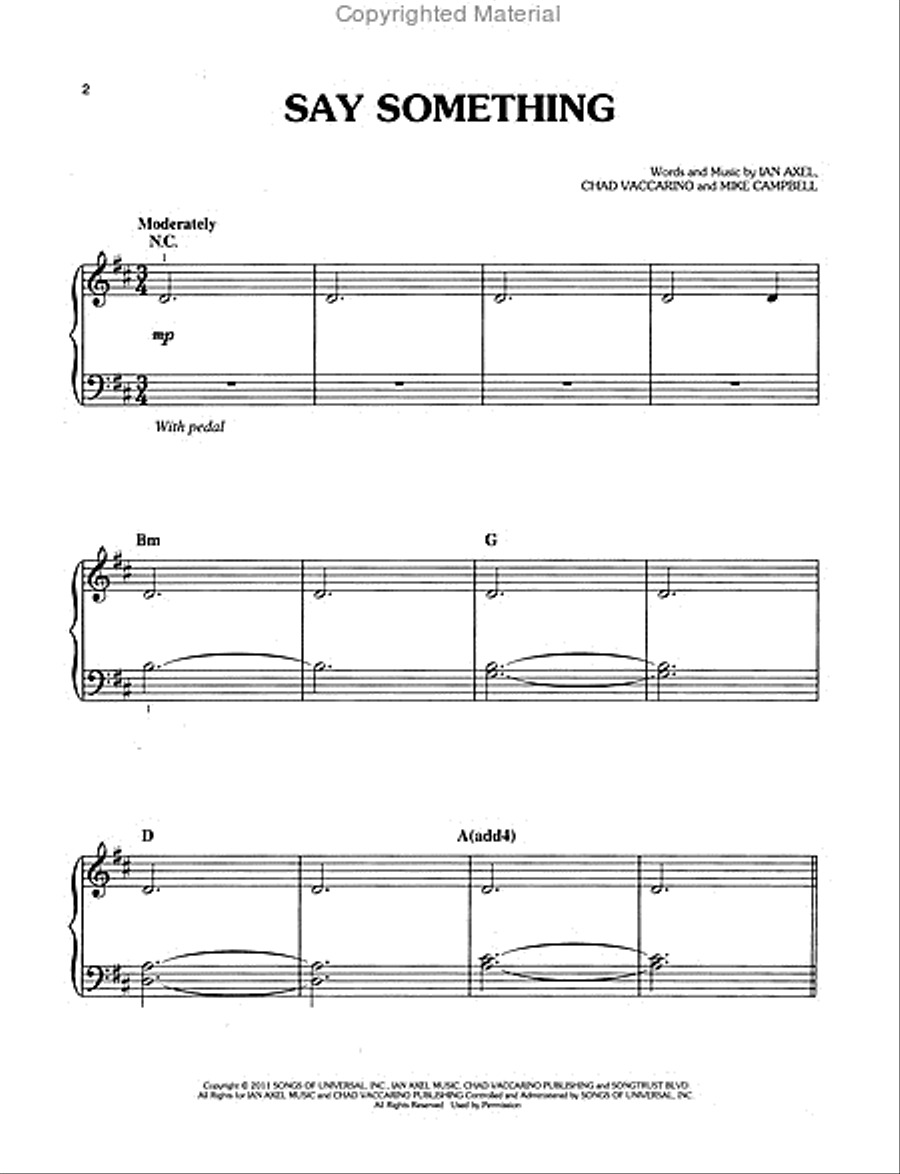 Say Something Easy Piano scores gallery preview page 2