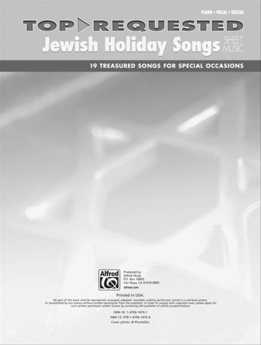 Top-Requested Jewish Holiday Songs Sheet Music Piano, Vocal, Guitar scores gallery preview page 2