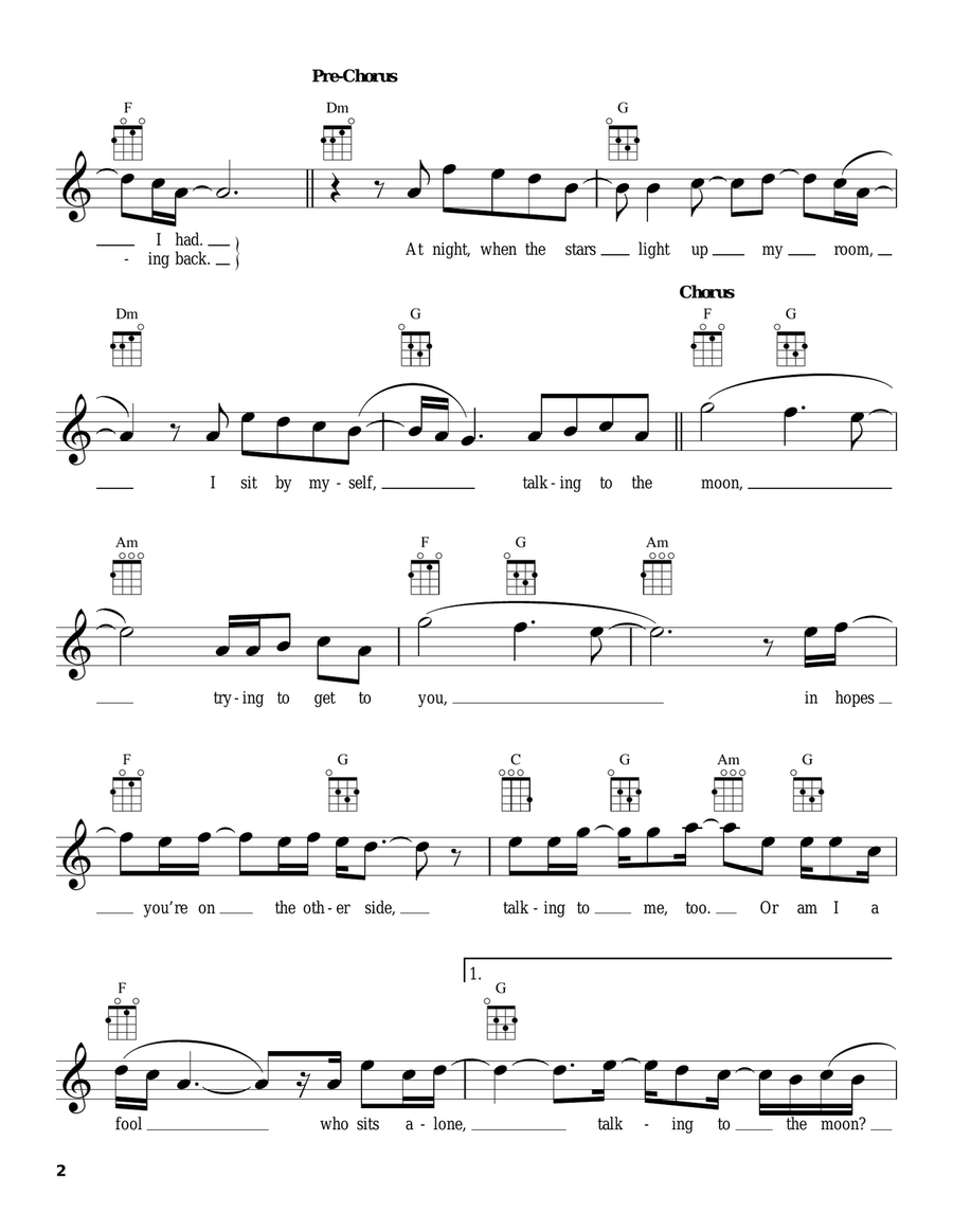 Talking To The Moon Talking To The Moon Ukulele scores gallery preview page 2