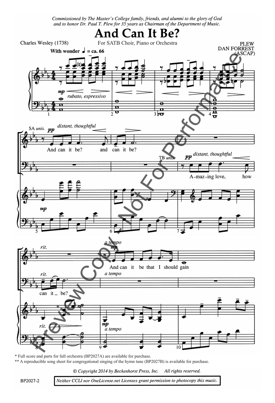 And Can It Be? - Forrest - SATB 4-Part scores gallery preview page 3