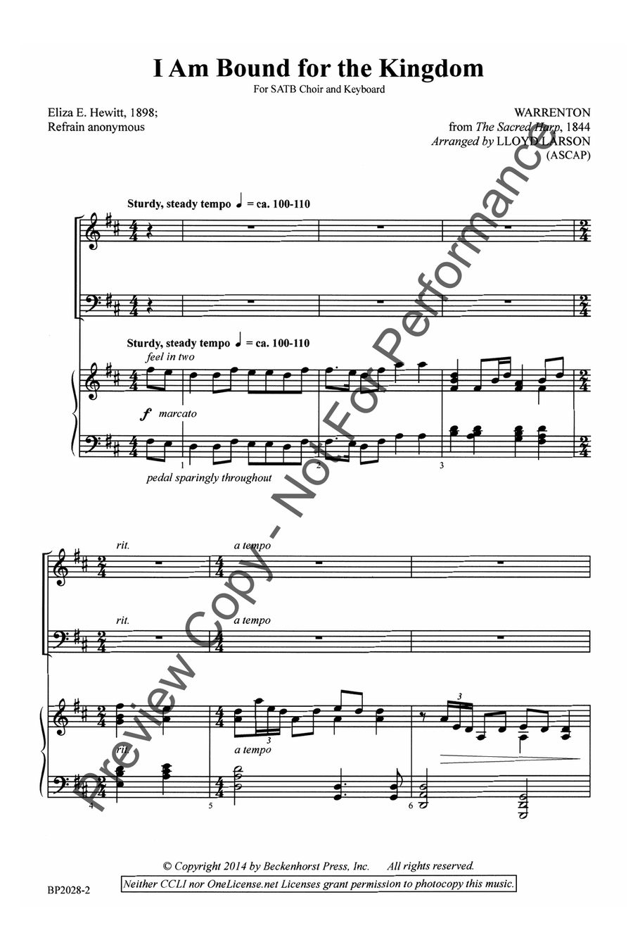 I Am Bound for the Kingdom 4-Part scores gallery preview page 3