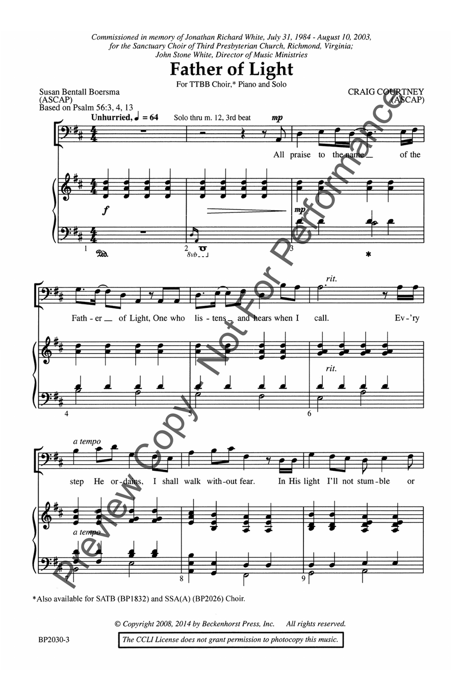 Father of Light - TTBB Father of Light - TTBB TTBB scores gallery preview page 3