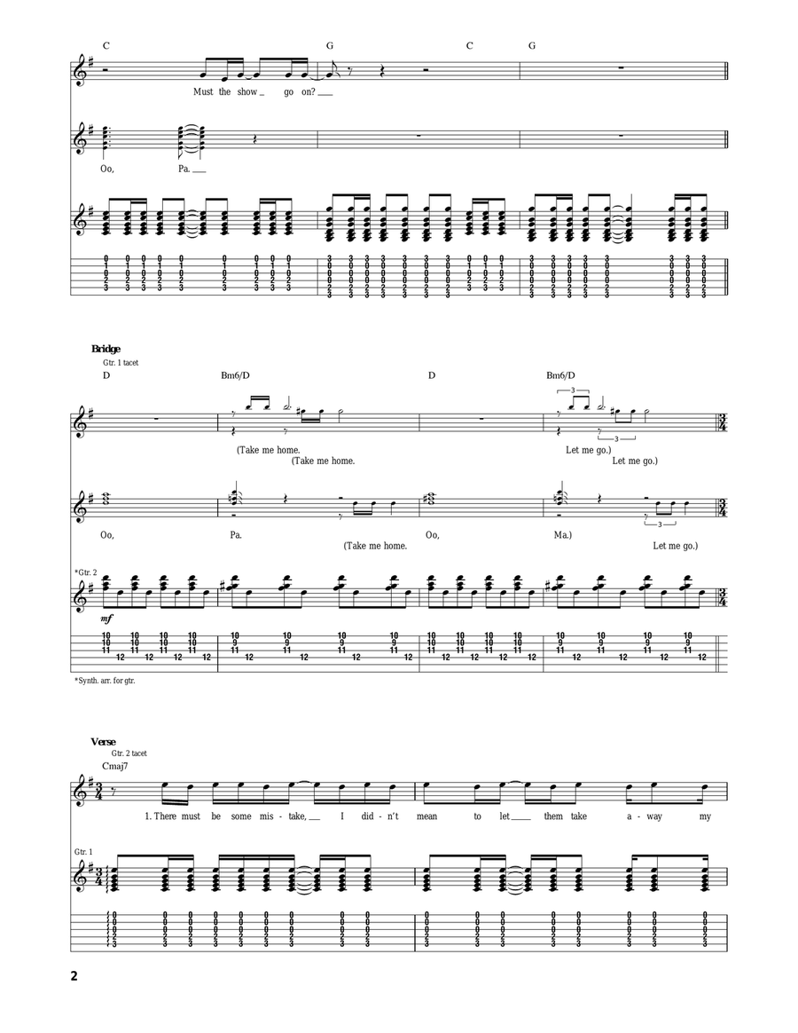 The Show Must Go On The Show Must Go On Acoustic Guitar scores gallery preview page 2