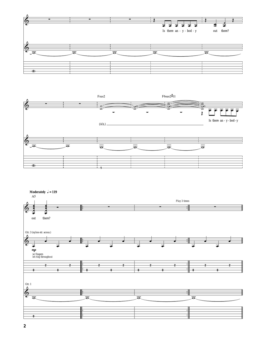 Is There Anybody Out There? Acoustic Guitar scores gallery preview page 2