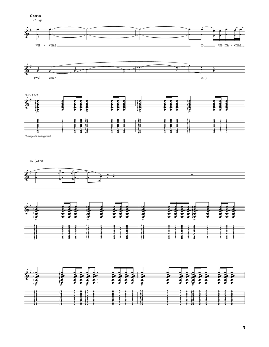 Welcome To The Machine Acoustic Guitar scores gallery preview page 3