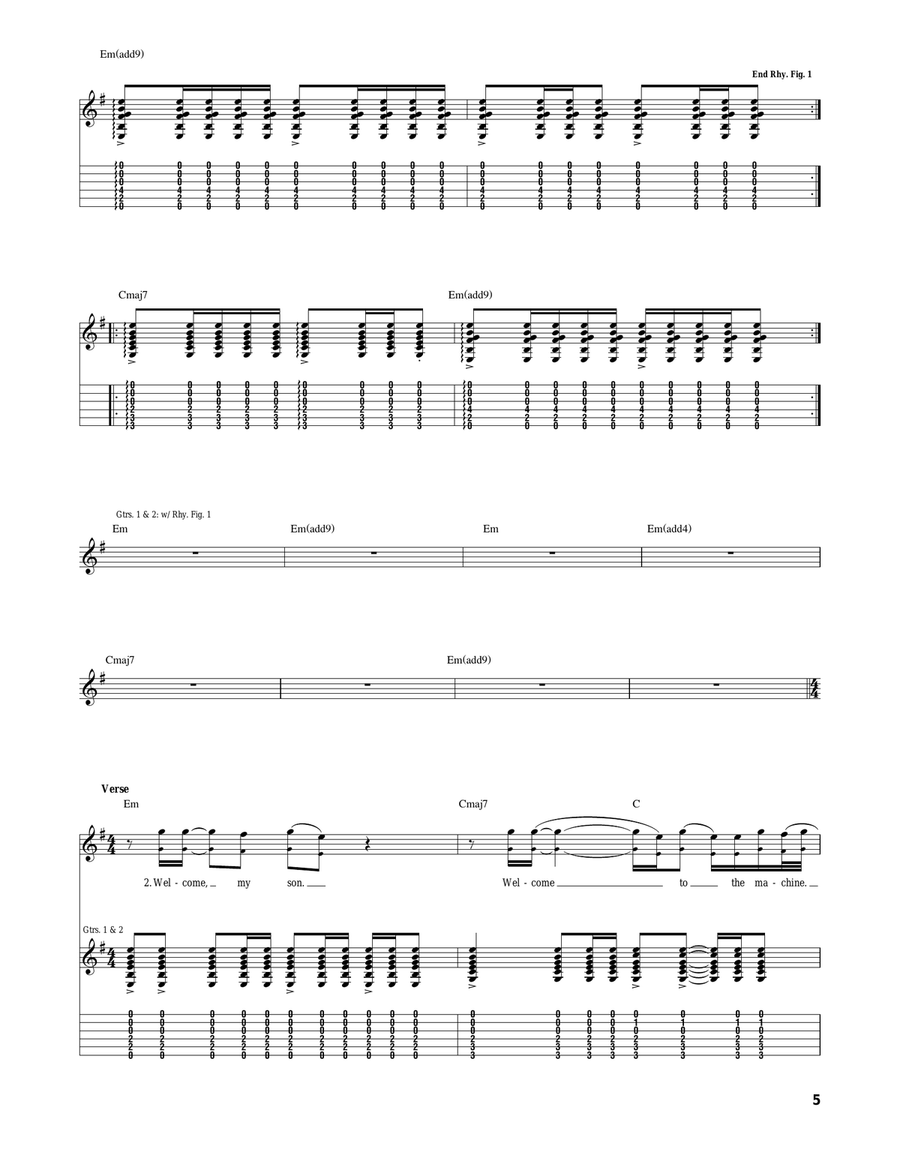 Welcome To The Machine Acoustic Guitar scores gallery preview page 5