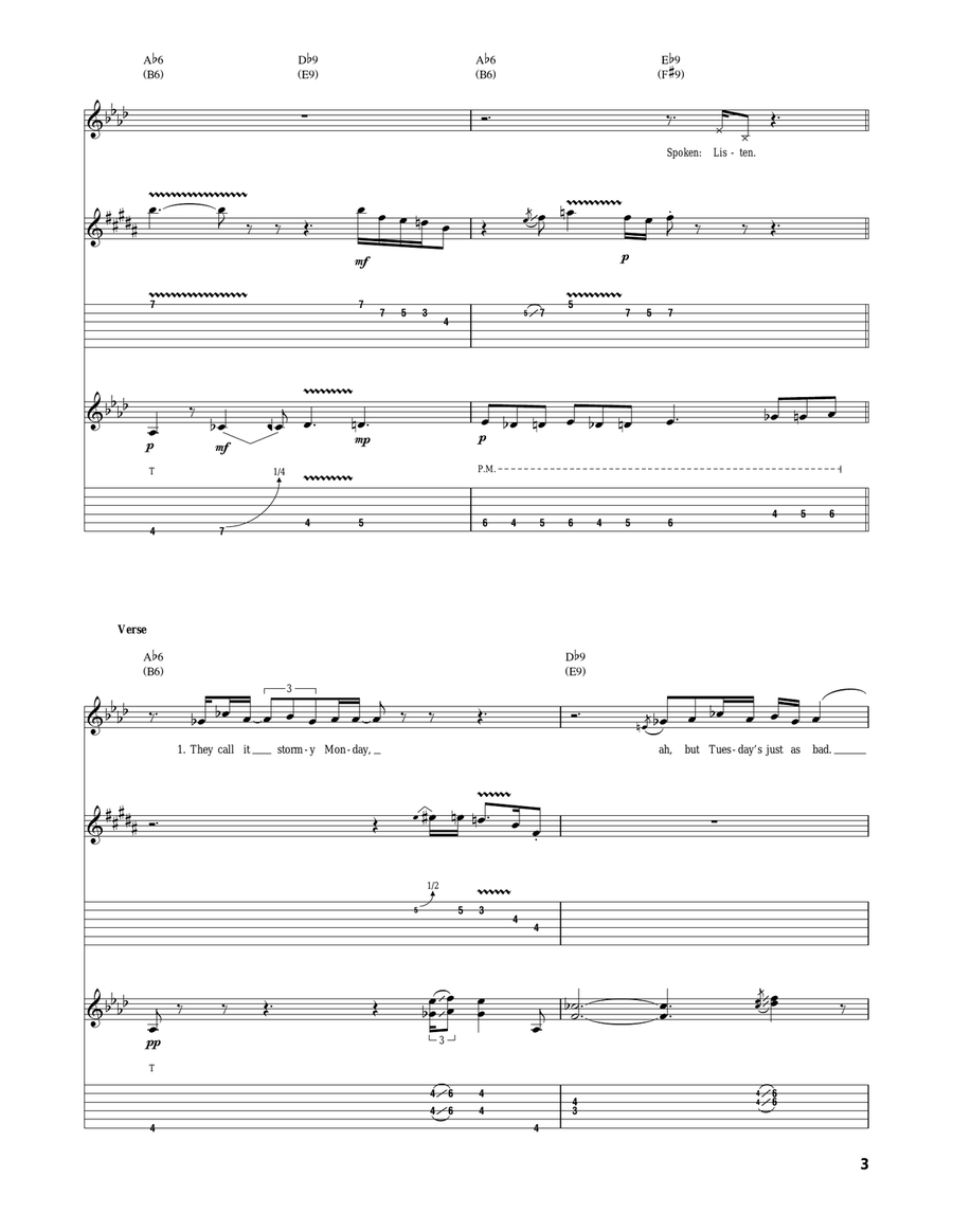 (They Call It) Stormy Monday (Stormy Monday Blues) Acoustic Guitar scores gallery preview page 3