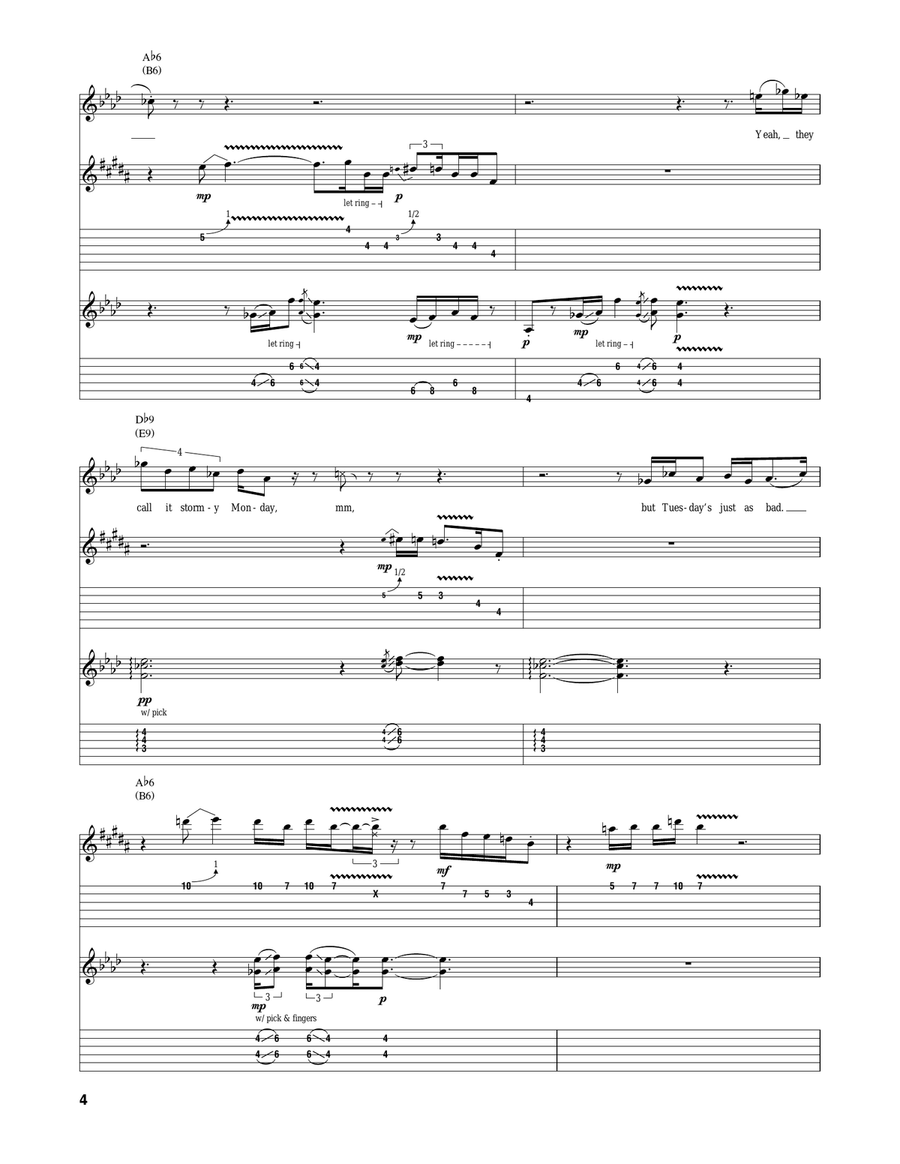 (They Call It) Stormy Monday (Stormy Monday Blues) Acoustic Guitar scores gallery preview page 4