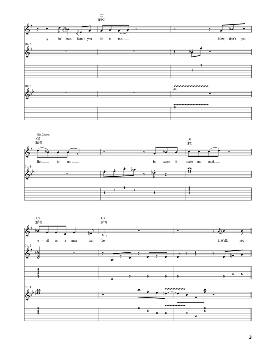 Don't Lie To Me Acoustic Guitar scores gallery preview page 3