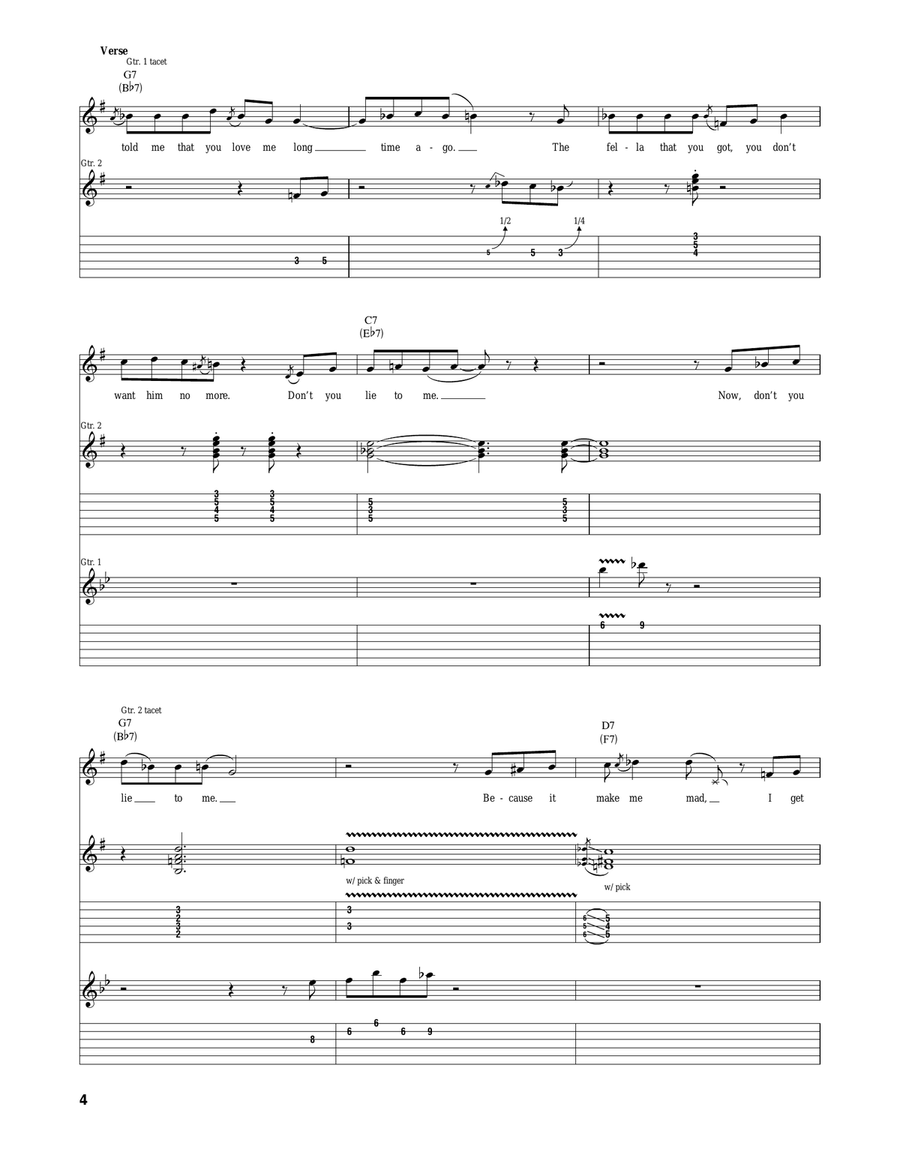 Don't Lie To Me Acoustic Guitar scores gallery preview page 4