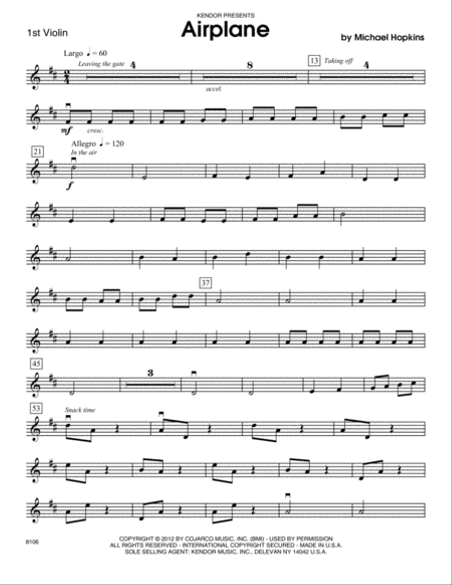 Airplane - Violin 1 Orchestra scores gallery preview page 1