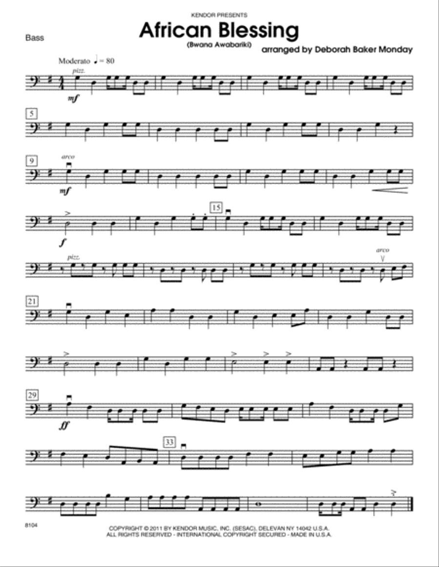 African Blessing (Bwana Awabariki) - Bass Orchestra scores gallery preview page 1
