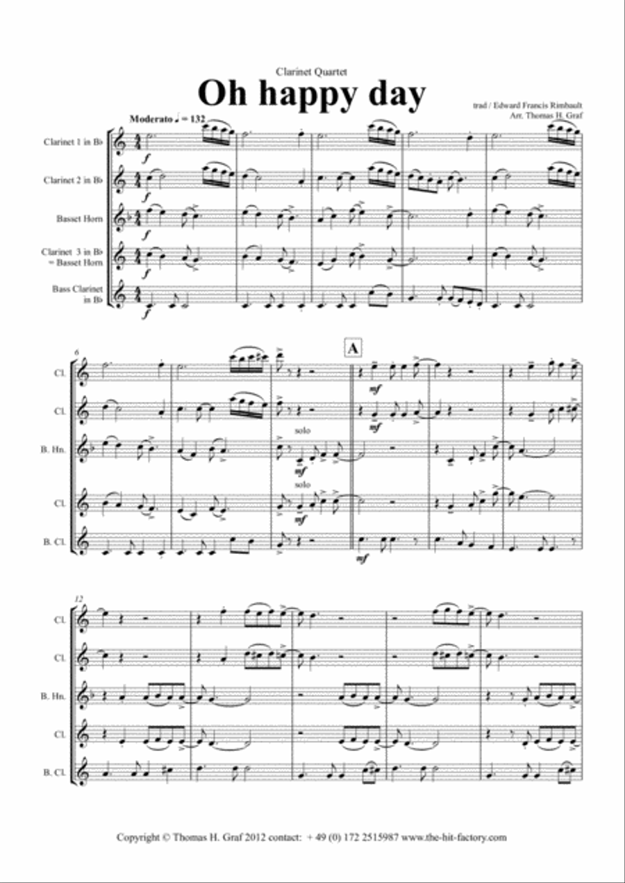 Oh happy day (Clarinet Quartet) Clarinet Quartet scores gallery preview page 2